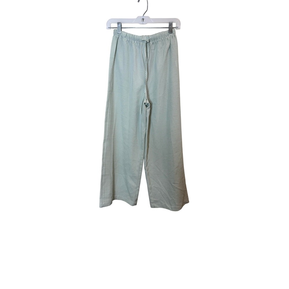 Princess Polly Pants Womens 2 Green Check Wide Leg Sweatpants Elastic Waist